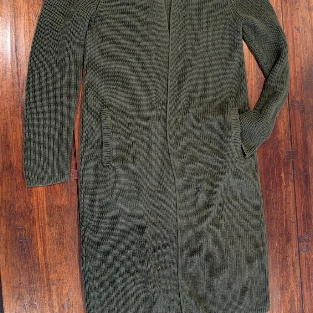 Banana Republic Open-Front Cotton Cardigan - Size Small - Olive Green NWT - Picture 4 of 10